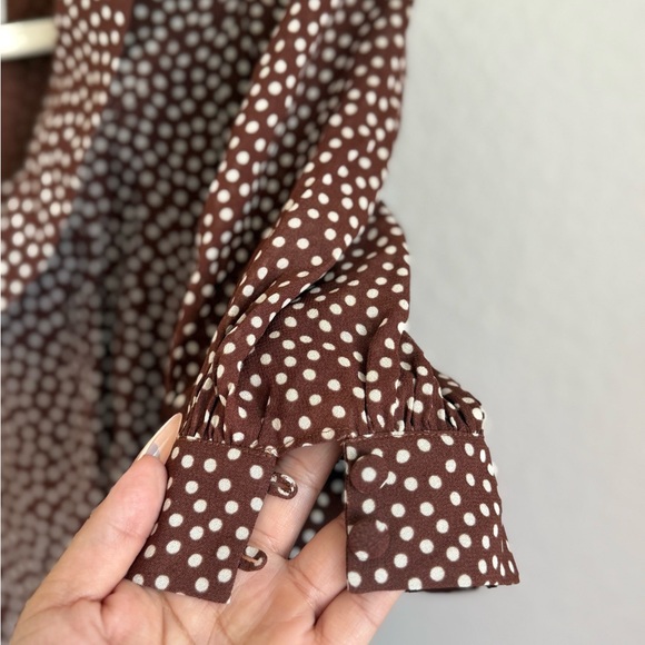 Reformation Brown Polka Dot Midi Dress - Picture 6 of 8